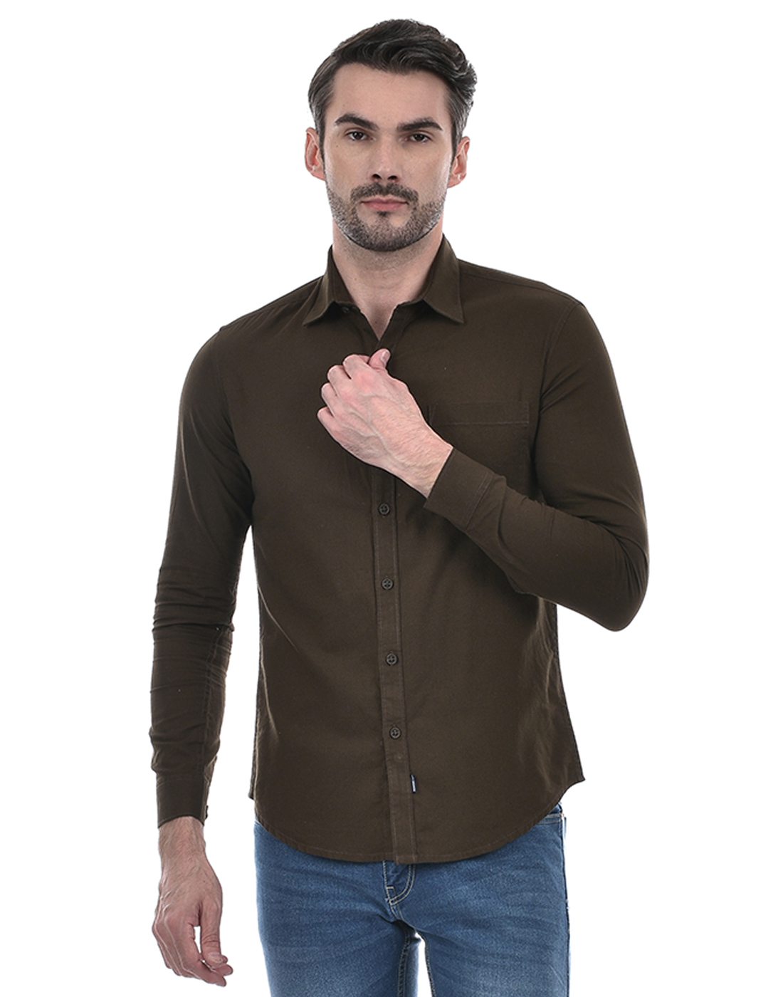 Numero Uno Men Solid Brown Shirt